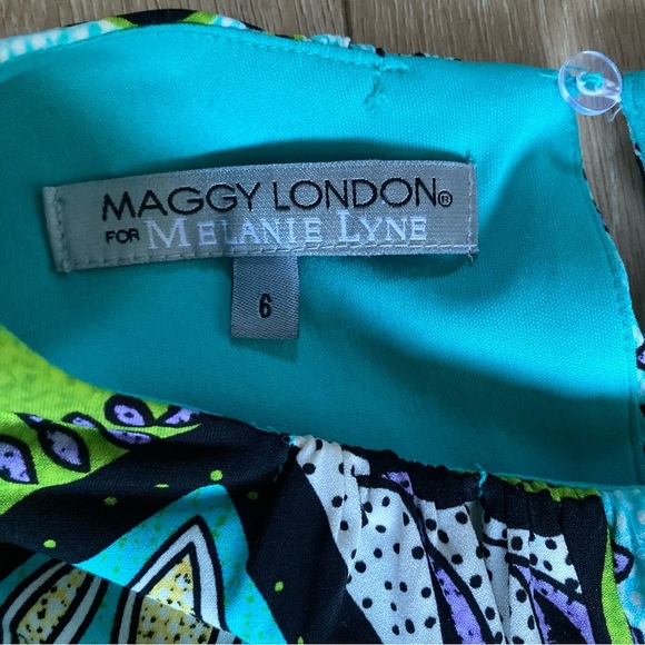 Maggy London for Melanie Lyne dress sleeveless psychedelic flower power size 6 - Picture 3 of 7